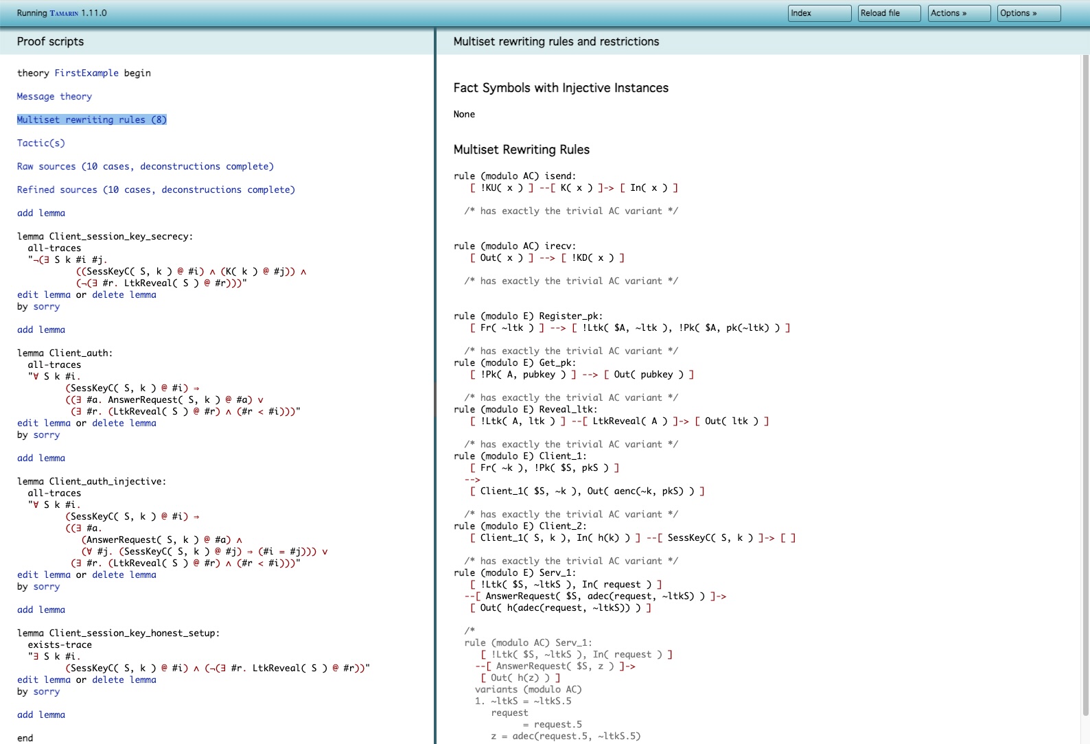 FirstExample Multiset Rewriting Rules